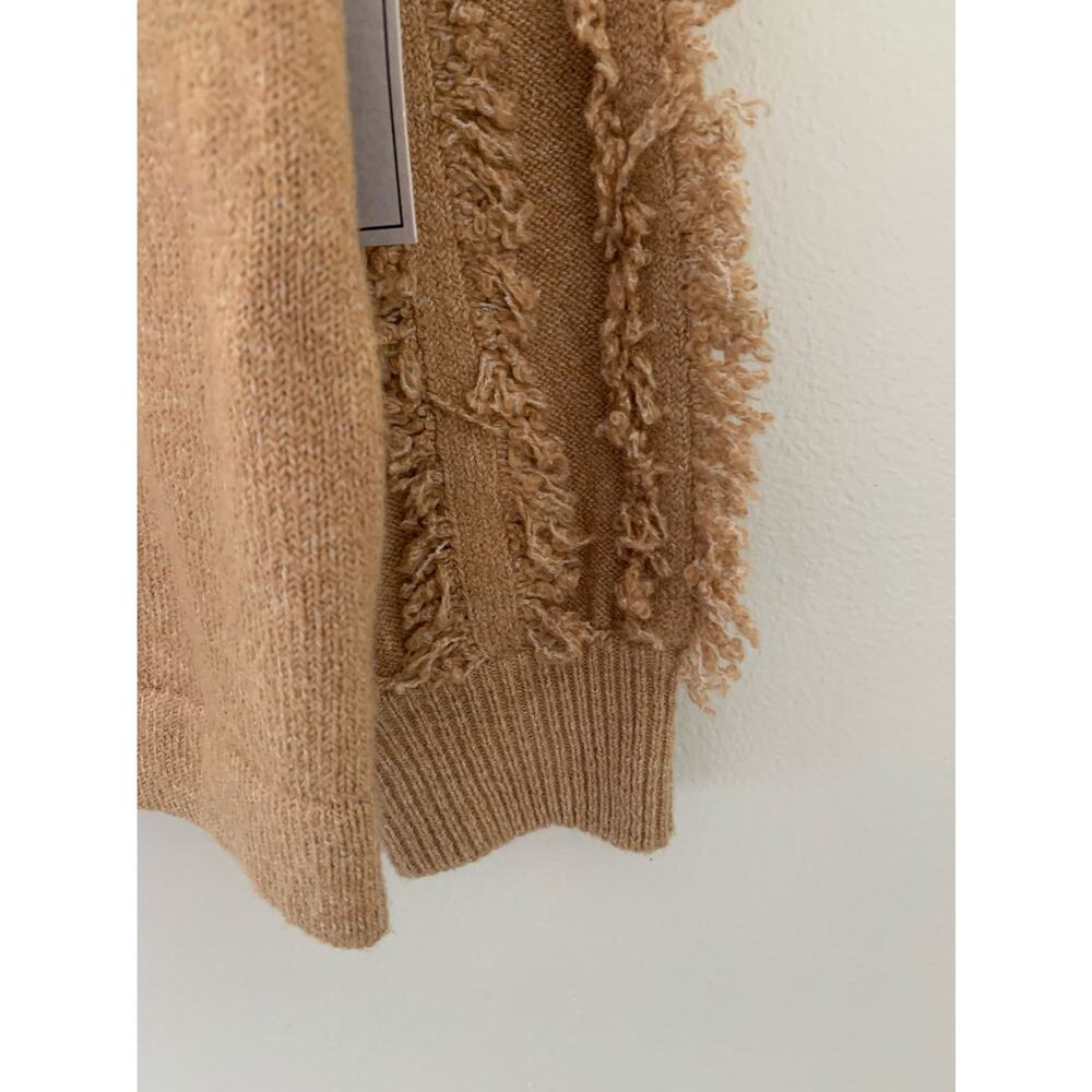 NWT 1.State Boho Wild Thing Crew Neck Fringe Sleeves Sweater In Brown Small - Picture 6 of 12